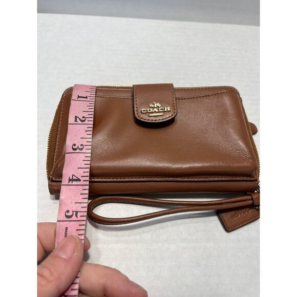 Coach Brown Leather  Wristlet Wallet With Card Slots & ID Window - Picture 2 of 7